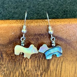 Vintage Abalone Bear or Dog Earrings